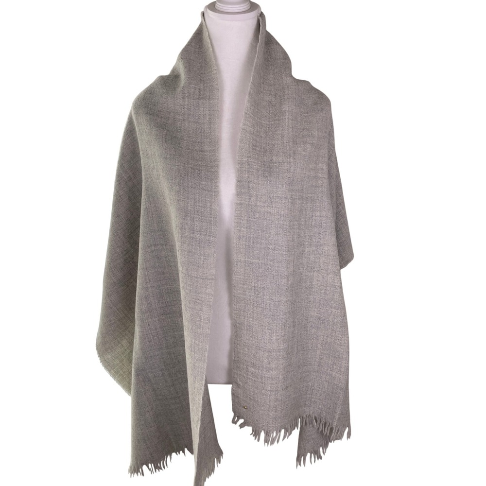 Cuyana Scarf Wrap Womens OS Grey Good Baby Alpaca Fringe Shawl Peru Quiet Luxury